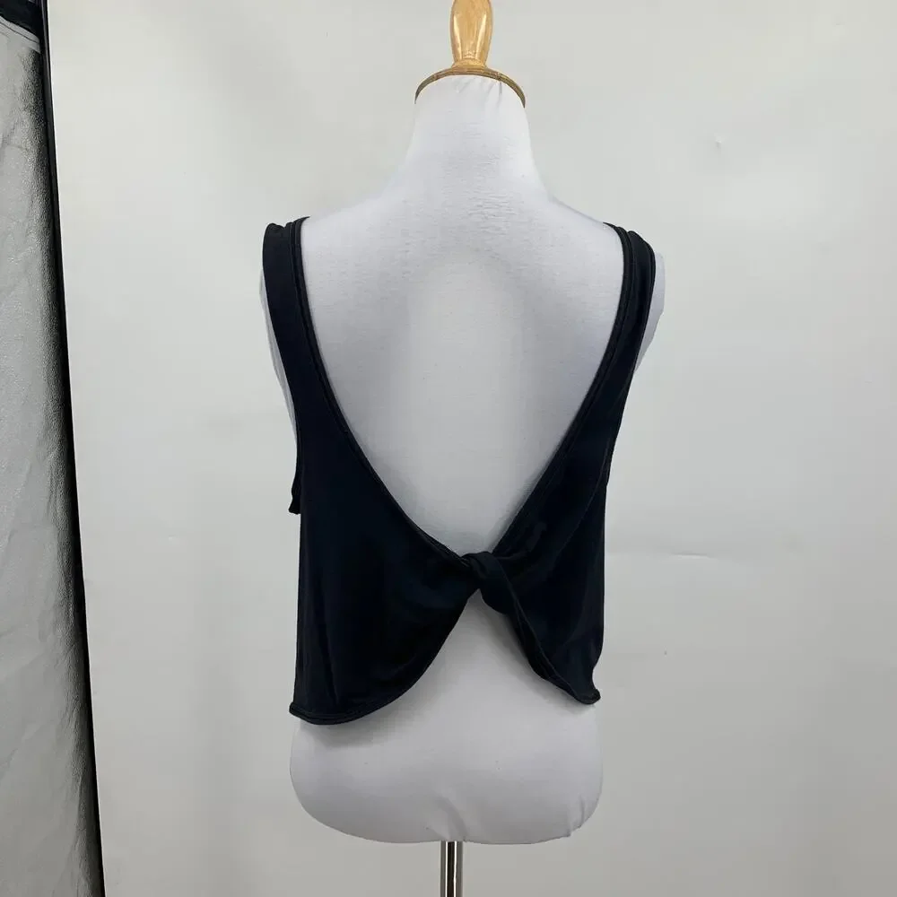 Lululemon Tank Top Womens 8 Black Sleeveless Open Back Twisted Lowcut Armholes